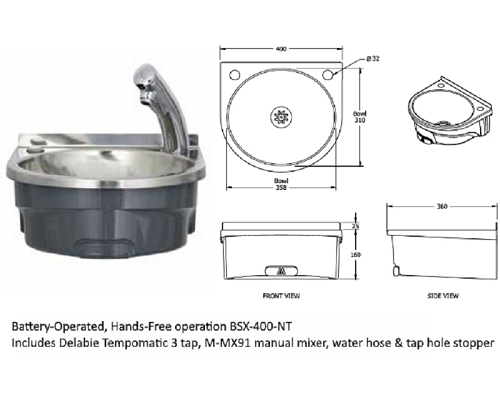 Mechline Basix Battery-Operated Hands-Free Basin BSX-400-NT